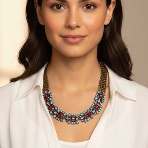 WA Studios Multi-Color Crystal Statement Necklace